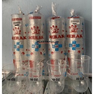 Cup / Gelas Plastik Merak Oval Uk.14 OZ, 16 OZ, 18 OZ, 22 OZ Untuk Jus