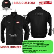 HITAM HSBC Bank Jacket Bomber Jacket HSBC Bank Jacket Free Black Hat