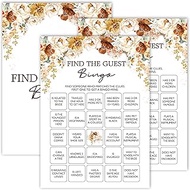 Bridal Shower Bingo Games, Fall Floral Wedding Party Games, Find The Guest Bingo - Bachelorette Part