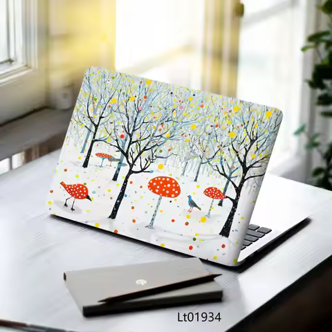 PVC Oil Painting Flower Laptop Stickers 2 Pcs 15.07x10.82 Inches Aesthetic Vinyl Decals for MacBook 