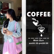 Business Hours Hand-brewed Coffee Shop Glass Door Sticker