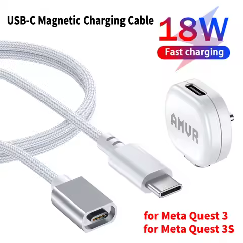USB-C Cable 18W Fast Charger Cables for Meta Quest 3 & 3S VR 1.2m AMVR Magnetic Charging Cable for M
