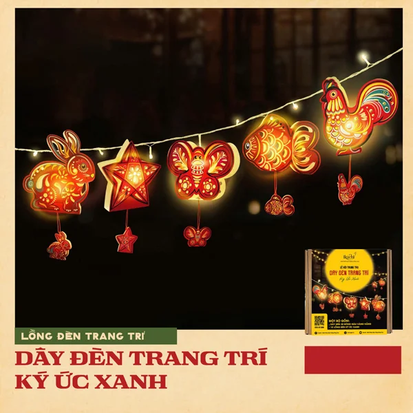 Dây Đèn Trang Trí Trung Thu 2.5m - Ký Ức Xanh - Ikachi - Màu Đỏ