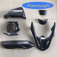 COMBO ỐP PHỤ KIỆN TRANG TRÍ DÙNG CHO ĐỜI XE VISION 2021 2022 2023 2024 CACBON ( 6 MÓN  : CHE PÔ  BẦU