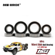 8Pcs Black Rubber Full Sealed Wheel Hub Ball Bearing Chrome Steel for RC Car All Losi 1/5 5IVE Vehic