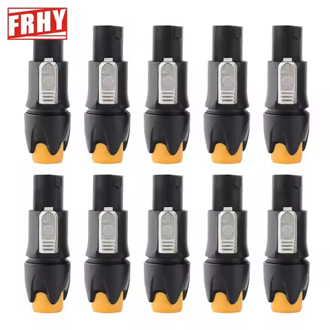10 PCS Orange Moon-Shape 4-Pin XLR NL4FC Pro Audio Plug Speaker Connector for Amp Mixers High-Qualit