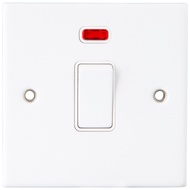 Suis Pemanas Air Peraturan British Standard British 20A SUIS TIANG BERGANDA + NEON MATT WHITE