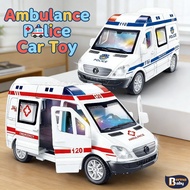 Ambulance Police Car Toy with Sound Lights Working Doors Educational Rescue Vehicle for Kids Gift