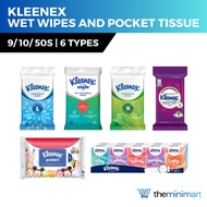 Kleenex Pocket Tissue & Wet Wipes - 9s 10s 50s, Soft, Gentle, Travel Pack