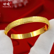 WONDERFULXI Antique 24K gold-plated clasp bangle female internet celebrity with gold frosted texture fashion simulation gold jewelry 916 original birthday gift to his girlfriend