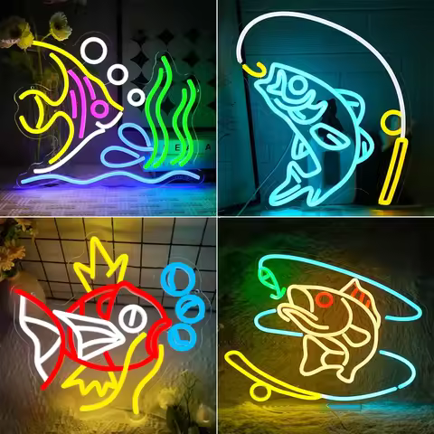 Go Fishing Neon Sign For Wall Decor Room Decoration Retro Store Fishing Sports LED for Fishing Shop