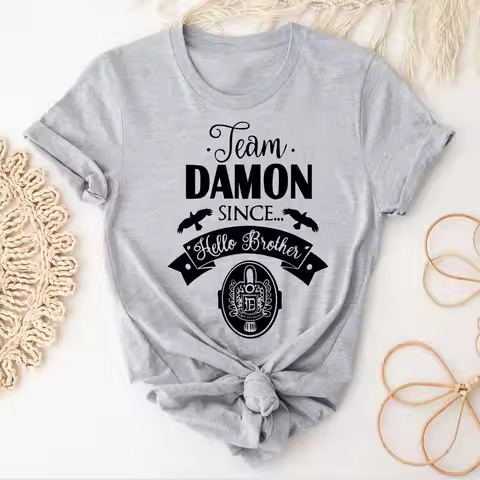 Damon Salvatore t shirt female Gothic Punk kawaii korean clothes Pastel tshirt Pop Culture Y2k 2000s