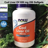Cod Liver Oil 650 mg 250 Softgels-Now Foods