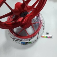 ล้อแม็ก CLICK125i สีแดง + ยางนอก เรเดียน 90/90x14 2เส้น + จุกลมเรเดียน ใส่ PCX2017-2025 ได้