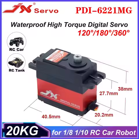 JX PDI-6221MG 20KG Waterproof Digital Servo 120°/180°/360° High Torque Metal Gear for 1/8 1/10 RC Ca
