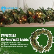2.7m Christmas Garland With Led Lights - 6ft Pine Cone Decorative Vine With 6-hour Timer, L4g6