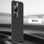 หนังแท้เคสสำหรับ Huawei P60 Pro P60ART ชุบหนังวัวแท้ลายลิ้นจี่เคสเคสโทรศัพท์แบบแข็งด้านหลังกันกระแทก