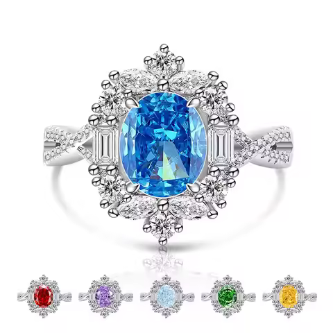 925 Sterling Silver Wedding Birthday Jewelry Elegant Shining Ice Flower Cut Fire High Carbon Diamond