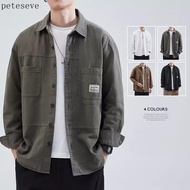 [Wear-Resistant Workwear] Retro Workwear shirt Jacket Men Spring Autumn Casual Japanese Style Cotton