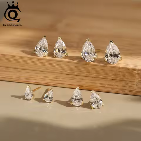 ORSA JEWELS 8A Cubic Zirconia Stud Earrings 100% 925 Sterling Silver Shiny CZ Hypoallergenic Daily Z