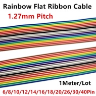 1Meter 1.27mm Pitch 6/8/10/12/14/16/18/20/26/30/40 Pin Rainbow Flat Reben Kabel DuPont Wire 28AWG Un