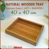 40x40cm dowry box tray, gift box, wooden tray box - MAHOGANY WOOD, 40 x 40 x 2 cm