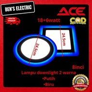 Ace 18+6 Watt 2-Color White Square or Round Ceiling Led Downlight 8 Inchbiru