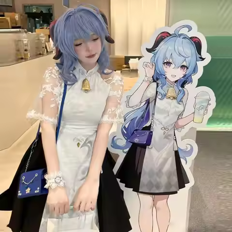 New Ganyu Shenhe Cosplay Genshin Impact Cosplay Costume Wig CO-HEYTEA Bubble Tea Skin Halloween Part