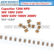 [5pcs] 1206 SMD 50V 100V 250V 500V 630V 1000V 2000V NP0 Capacitor 100pF 220pF 1nF 1.5nF 2.2nF 3.3nF 