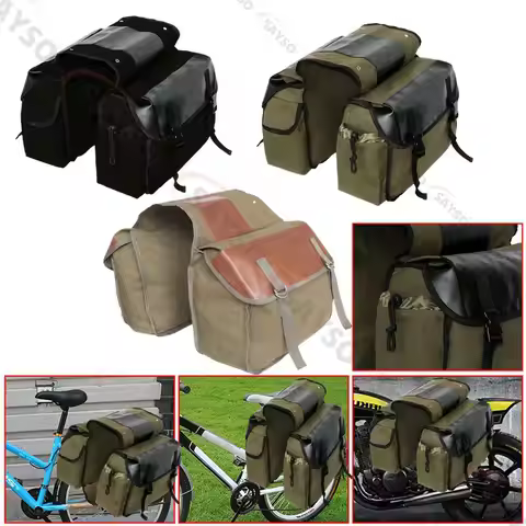 Canvas Leather Rear Saddlebag Motorcycle Tail Side Luggage Tool Storage Bags For Suzuki Boulevard M1
