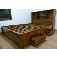 Dipan minimalis kayu jati laci sorong, ranjang tempat tidur modern jepara