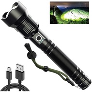 9000 Lumens Super Bright Aluminum XHP 90.2 LED Flashlight, USB Rechargeable Zoomable Torch