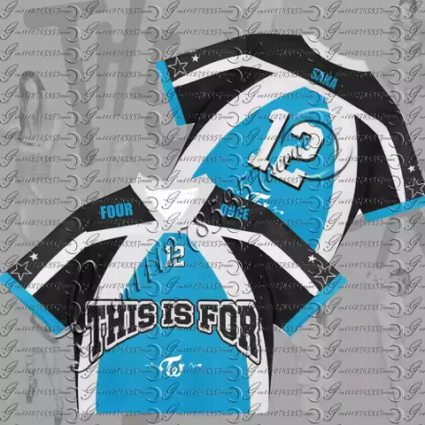 American Football Jersey Blue Black Retro Streetwear Tee Personalized Name Number TWICE Fans Sport S