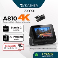 70mai A810 4K Dash Cam Dual Vision Car Recorder with GPS ADAS with 4G Remote Live View
