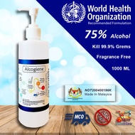 Hand Sanitizer 【1L Hand Pump】Alcogiene Handrub Instant Hand Sanitizer 75% Alcohol WHO Recommended Formulation (READY STOCK)