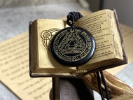 【所羅門鑰匙_太陽護符。黑曜石吊墜】豐盛財務狀況、增加判斷力