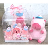 Cute pink capybara teddy bear, birthday gift, June 1st gift, graduation