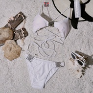 W08 ชุดว่าย 2 ชิ้น ผ้าสีพื้น มีฟองน้ำเสริม👉โปรเปิดแบรนด์ 💥 กด 2 ชิ้น จ่าย 690 ทุกรุ่นเฉพาะสินค้าuniq