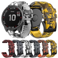 [HOT JUXXKWIHGWH 514] Quick Fit Camouflage-Style สายซิลิโคนสำหรับ Garmin Fenix 7X 7 Band Fenix 6X Pro 5x Plus GPS 3 Hr 22Mm 26Mm สร้อยข้อมือสายรัดข้อมือ