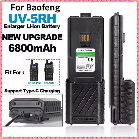 6800mAh BL-5RH Pro Max Li-ion Battery Enlarge For Baofeng Walkie Talkie UV-5RH BF-K5Plus UV-5RM GM-5