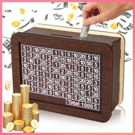 Money Box, Handmade Reusable Bank, Crafts with Saving Money Goals Counter Wooden Coin Tray Storage