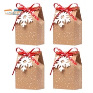 Christmas Candy Box Christmas Kraft Paper Snowflake Paper Bag Cookie Candy Bag Christmas Card Boxes Gift Bag (24Pcs)