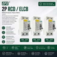 EPS 2P RCD/ELCB 25A 0.01 10mA / 40A 0.03 30mA / 63A 0.03 30mA