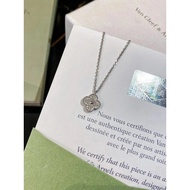 Van Cleef & Arpels White Gold Full Diamond mini mini Small Single Flower Diamond Pendant Necklace Cl