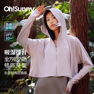 OhSunny防晒衣女防紫外线宽松透气防晒服户外连帽短款防晒外套女 云霜灰 M