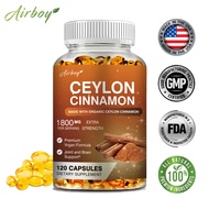 Pure Cinnamon Capsules, Certified Organic Ceylon Cinnamon Pills, Non-GMO, Gluten-Free, Dairy-Free, S