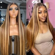 Wig European American Ladies Front Lace Chemical Fiber Headgear 613 Medium Long Straight Hair Manufa