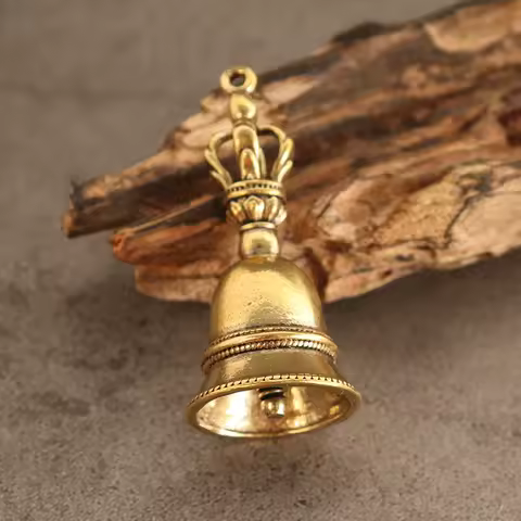 1PC Copper Hand Bell Vintage Home Desktop Decoration Teaching Equipment Unique Portable Handbell for