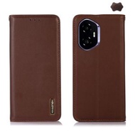全城熱賣 - 適用於Honor 400 KHAZNEH 磁吸頭層牛皮納帕紋手機皮套（棕色）