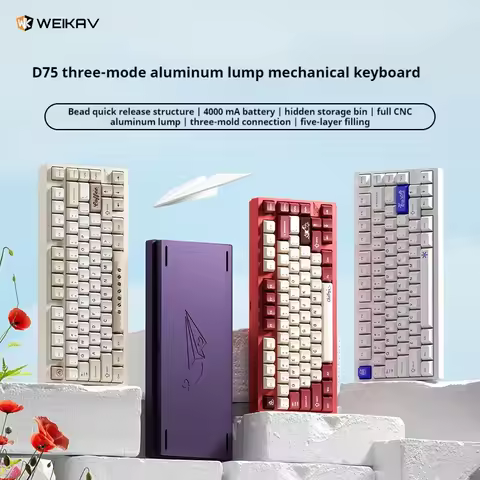 WEIKAV D75 Mechanical Keyboard Wireless Bluetooth Three Mode Customized Aluminum Alloy Hot Swap E-Sp
